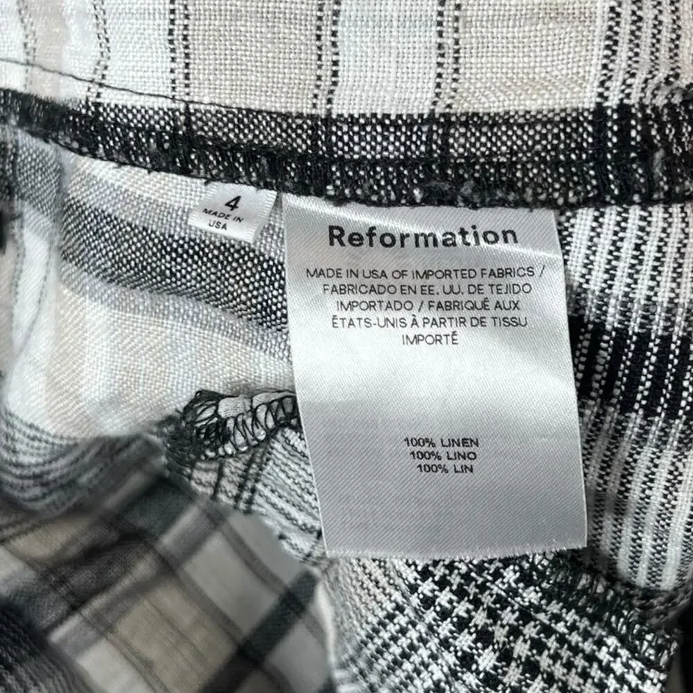 Reformation Vesta Linen Plaid Pant Chelsea Size 4